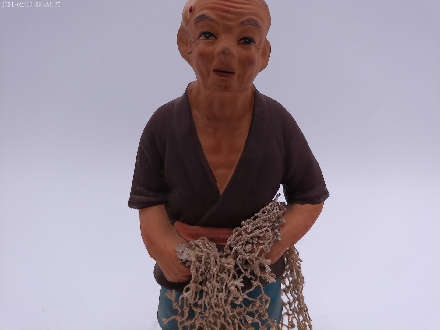 Fisherman statue with Net Japanese Figurine Vintage