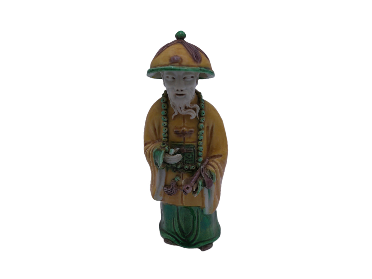 Chinese Mandarin Elderly Man Porcelain Stqtue Hand Painted Vintage