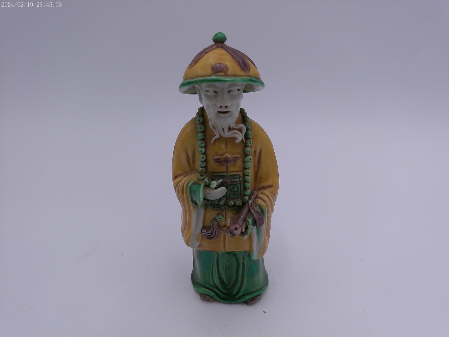 Chinese Mandarin Elderly Man Porcelain Stqtue Hand Painted Vintage