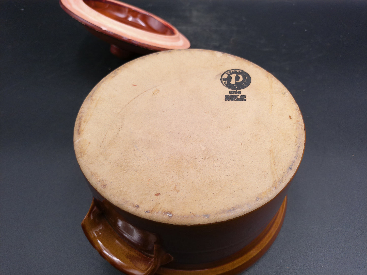 Pottery Vintage Orange Brown Glaze Ceramic Dish With Lid Vintage '70s Pearsons of Chesterfield Stoneware
