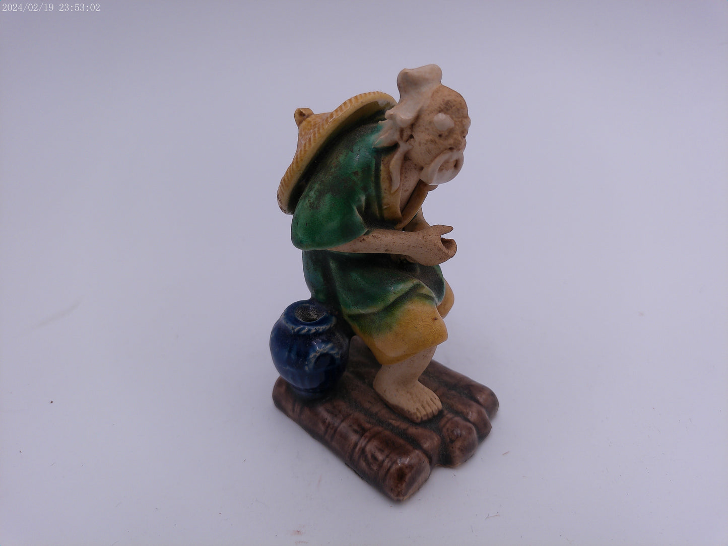 Shiwan Mudman Chinese Fisherman On Raft Vintage 40's