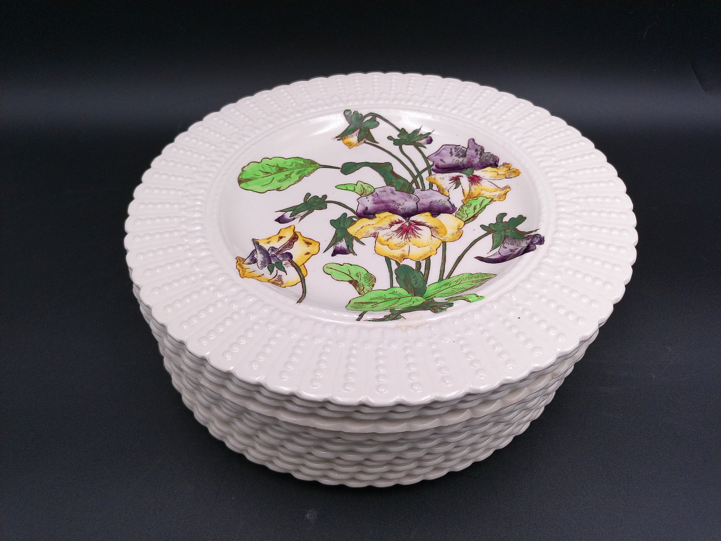 Stack of Plates Cauldon Flowers Series 2481 Flower Designs (9.5 In.) England