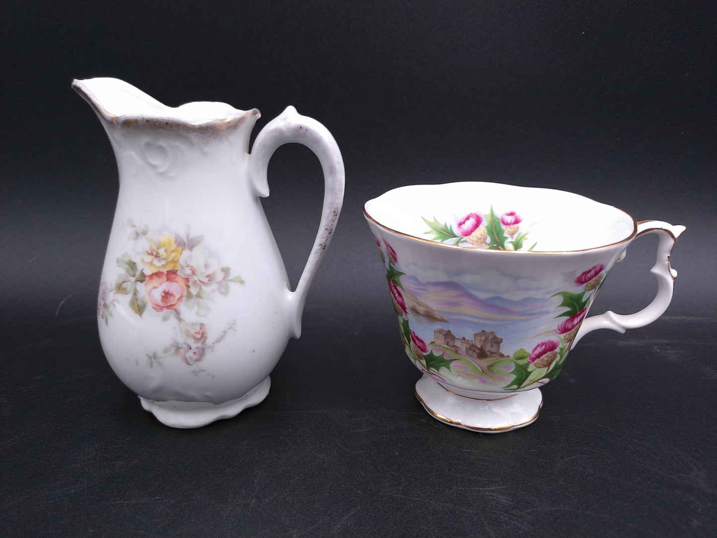 Royal Albert Bone China Tea Cup and other brand Decorative Picher with Royal Floral Decor
