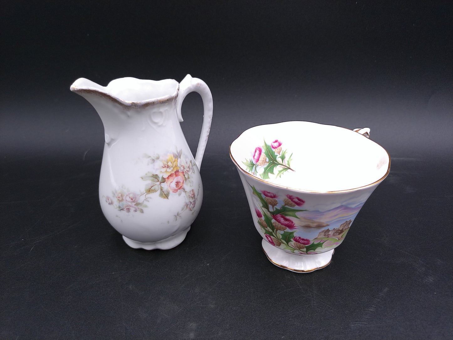 Royal Albert Bone China Tea Cup and other brand Decorative Picher with Royal Floral Decor