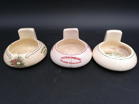 Ashtray Lot of 3 United Fuel & Supply Hoskinson Morrison Roseville Pottery Vintage