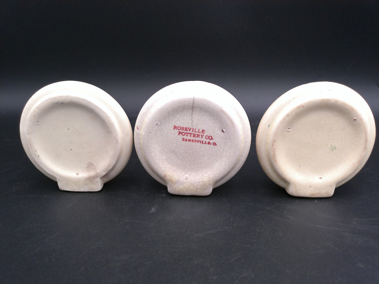 Ashtray Lot of 3 United Fuel & Supply Hoskinson Morrison Roseville Pottery Vintage