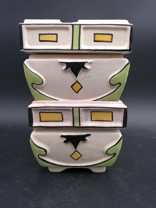 Pottery Planters Square Design and Stackable Vintage Lot of 2 Vintage by Daniel Johnston