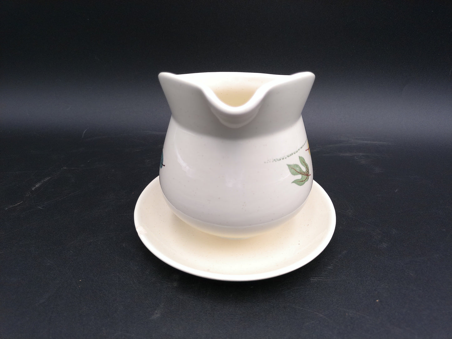 Franciscan Autumn Leaves Earthenware Gravy Boat w/ Attached Under Plate