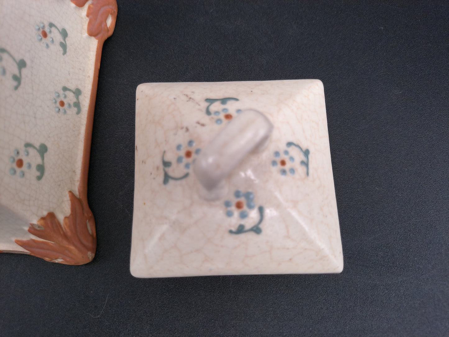 Pottery Teapot square design Vintage