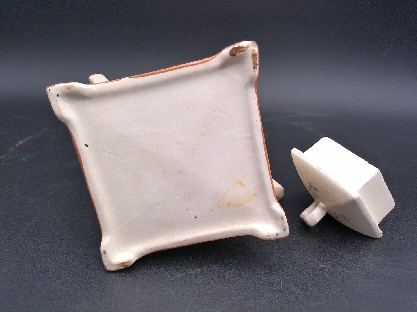 Pottery Teapot square design Vintage