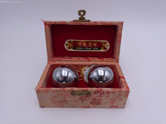 Zen Baoding Shouxing Chinese Medicine Balls Stress Relief Silver Chimes  Vintage