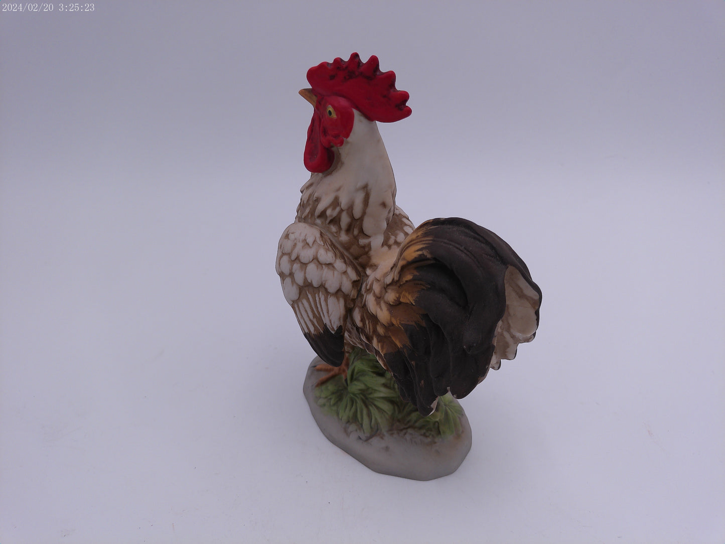 Homco Vintage Tan and Brown Porcelain Rooster 6.5 inches tall - no chips/cracks.