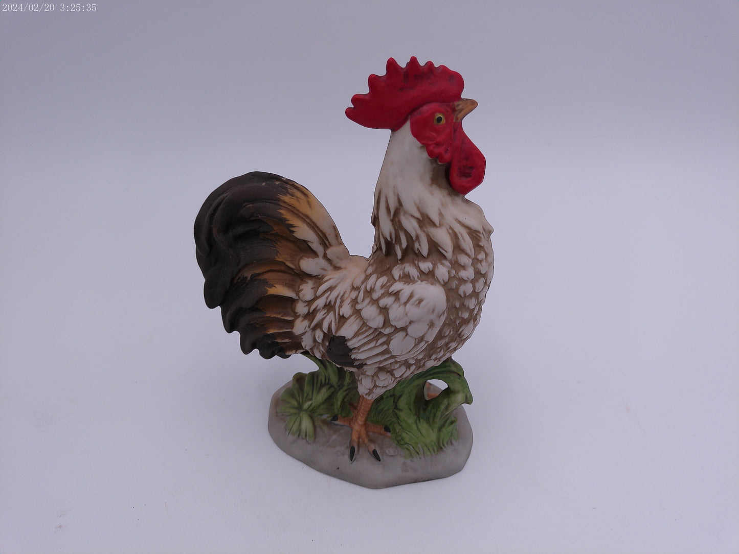 Homco Vintage Tan and Brown Porcelain Rooster 6.5 inches tall - no chips/cracks.