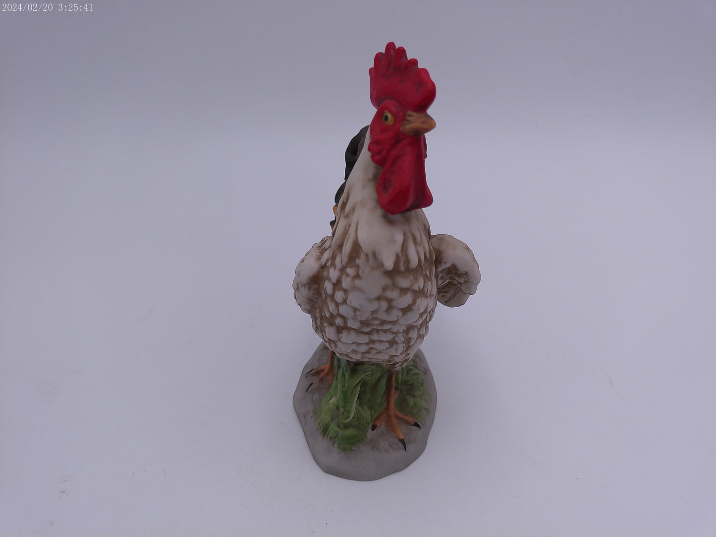 Homco Vintage Tan and Brown Porcelain Rooster 6.5 inches tall - no chips/cracks.