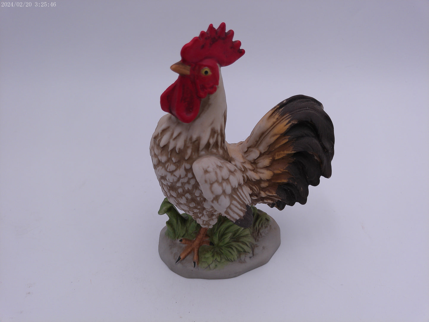 Homco Vintage Tan and Brown Porcelain Rooster 6.5 inches tall - no chips/cracks.