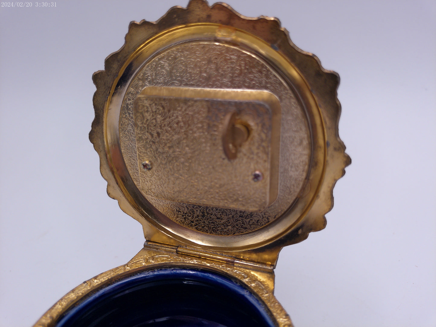 Peacock Music Box Trinket Royal Blue Porcelain & Gold Metal Stunning