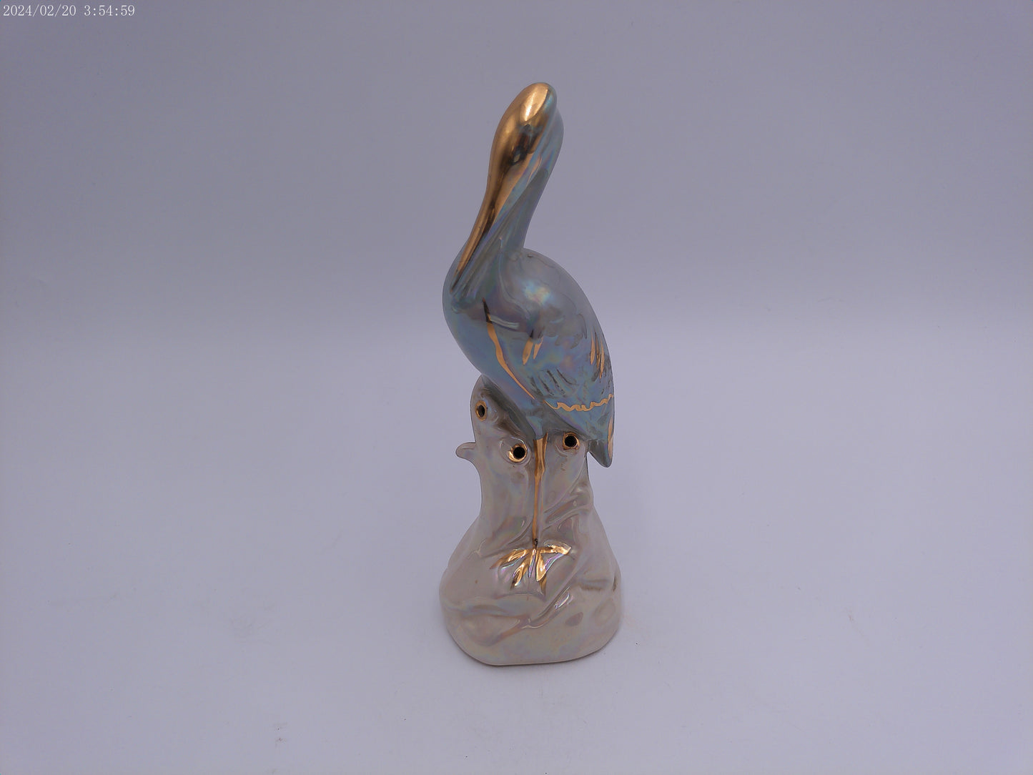 Beautiful Seagull on Rocks Figurine hand painted with Gold paint highlights