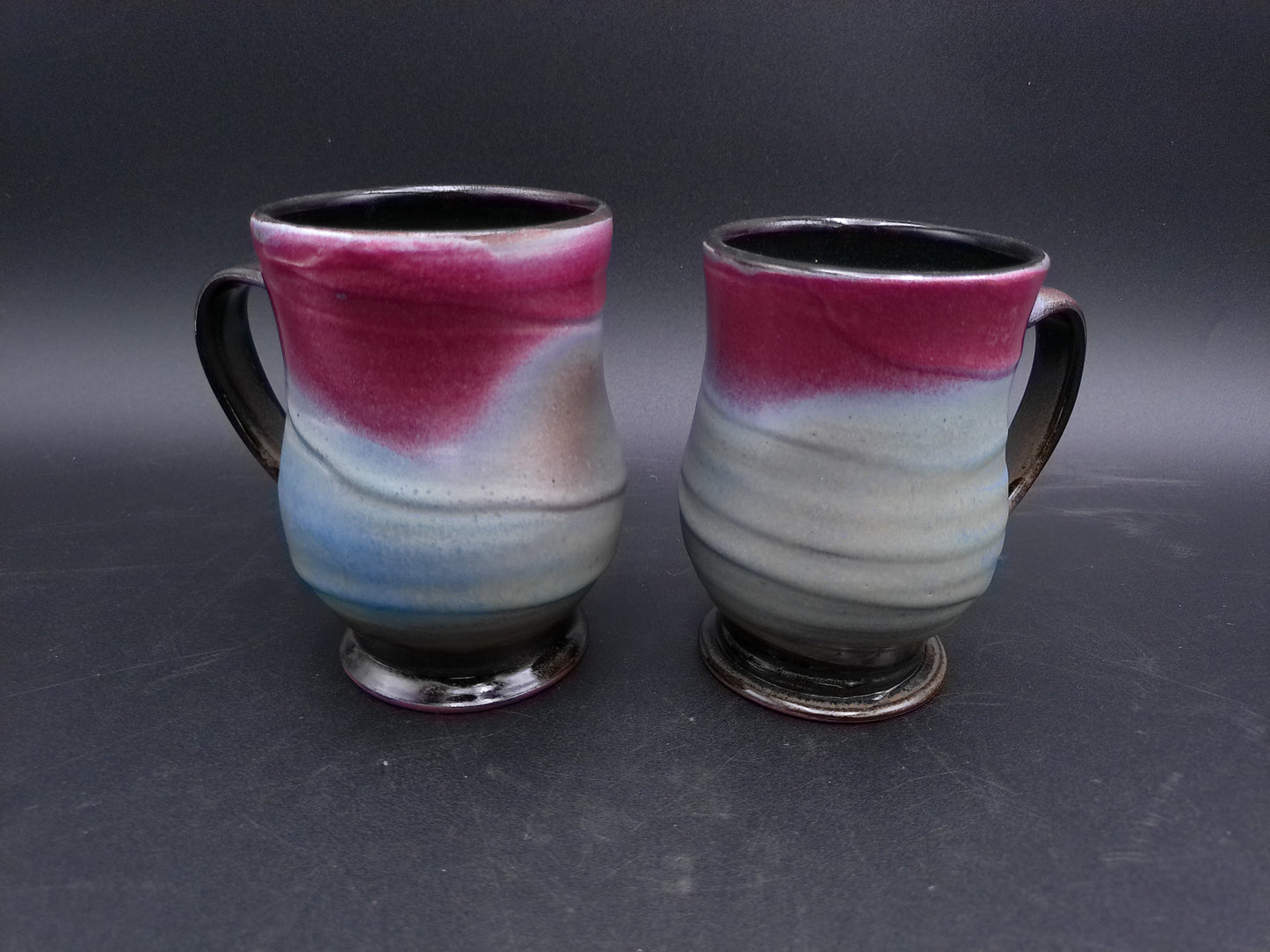 Moonfire Art Pottery Drip Glaze Multicolored Coffee Tea Mug lot of 2