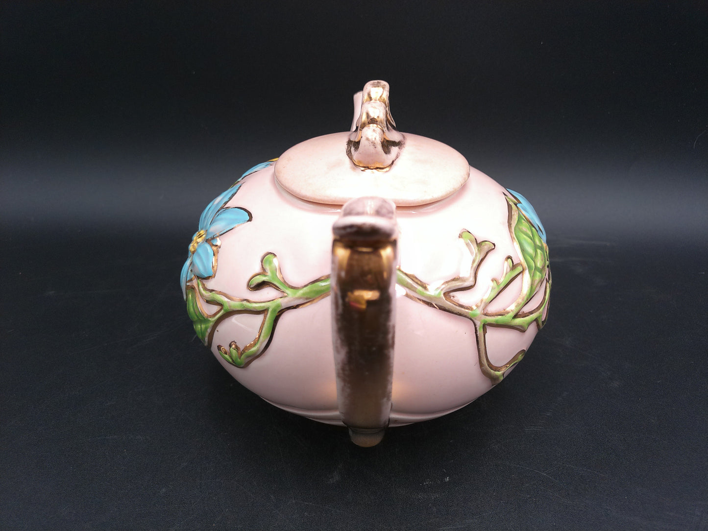 Pottery Hull Art Magnolia Pink Tea Set Gold Trim - Rare 1940s Vintage Made in USA