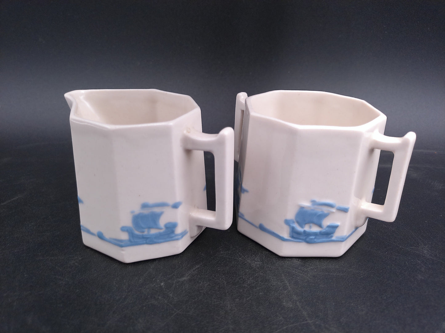 Rockwood Pottary Blue Sailing Ship M-11 Pattern Creamer
