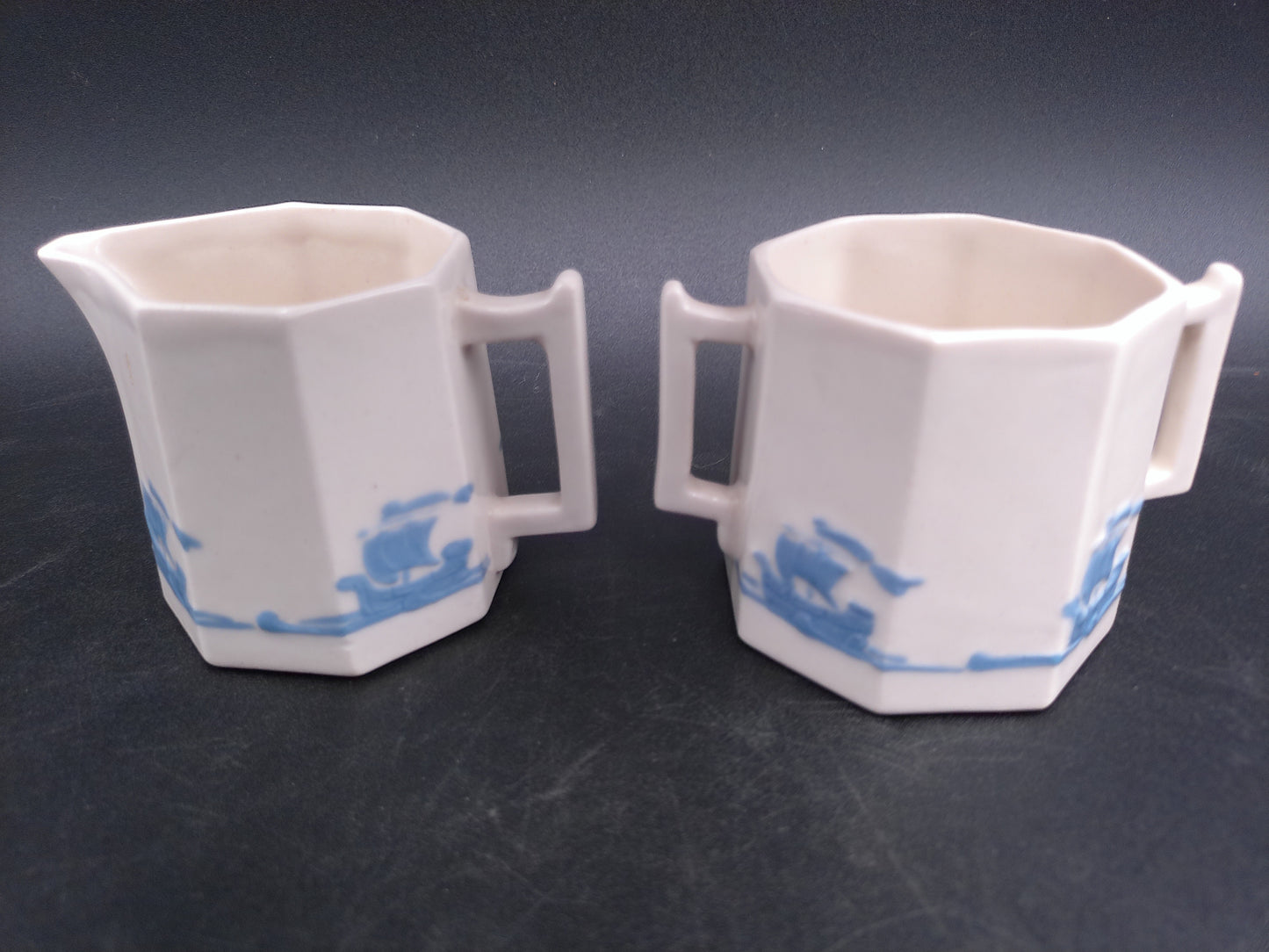 Rockwood Pottary Blue Sailing Ship M-11 Pattern Creamer