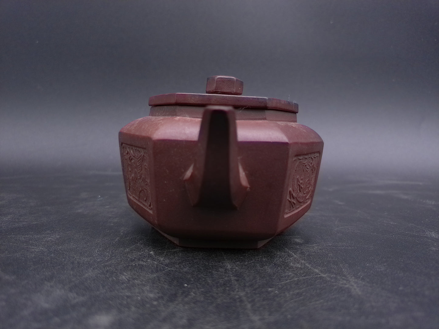 Chinese Teapot Vintage with Design maybe Dragon on sides Clay Brown Rustic Color
