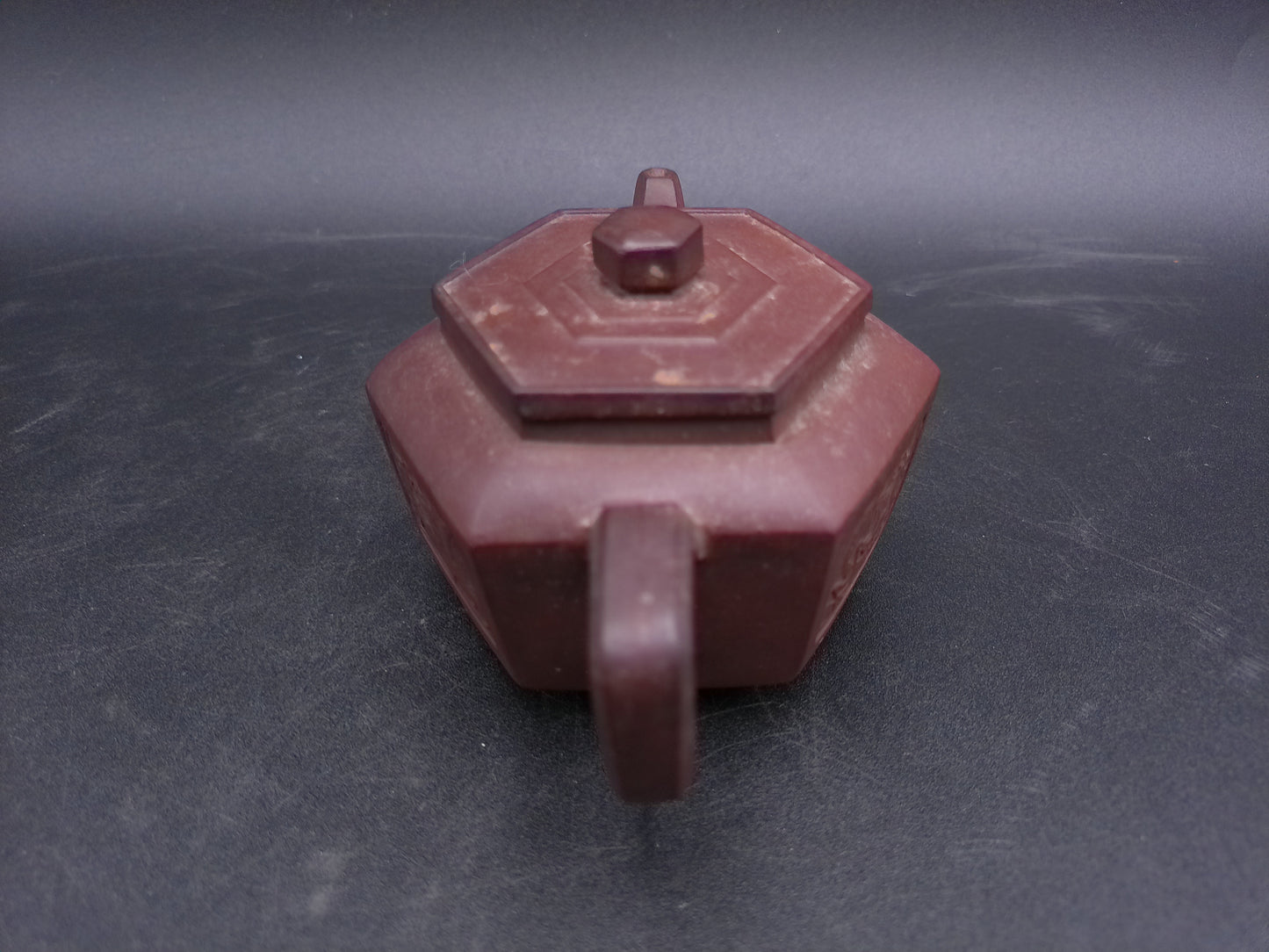 Chinese Teapot Vintage with Design maybe Dragon on sides Clay Brown Rustic Color