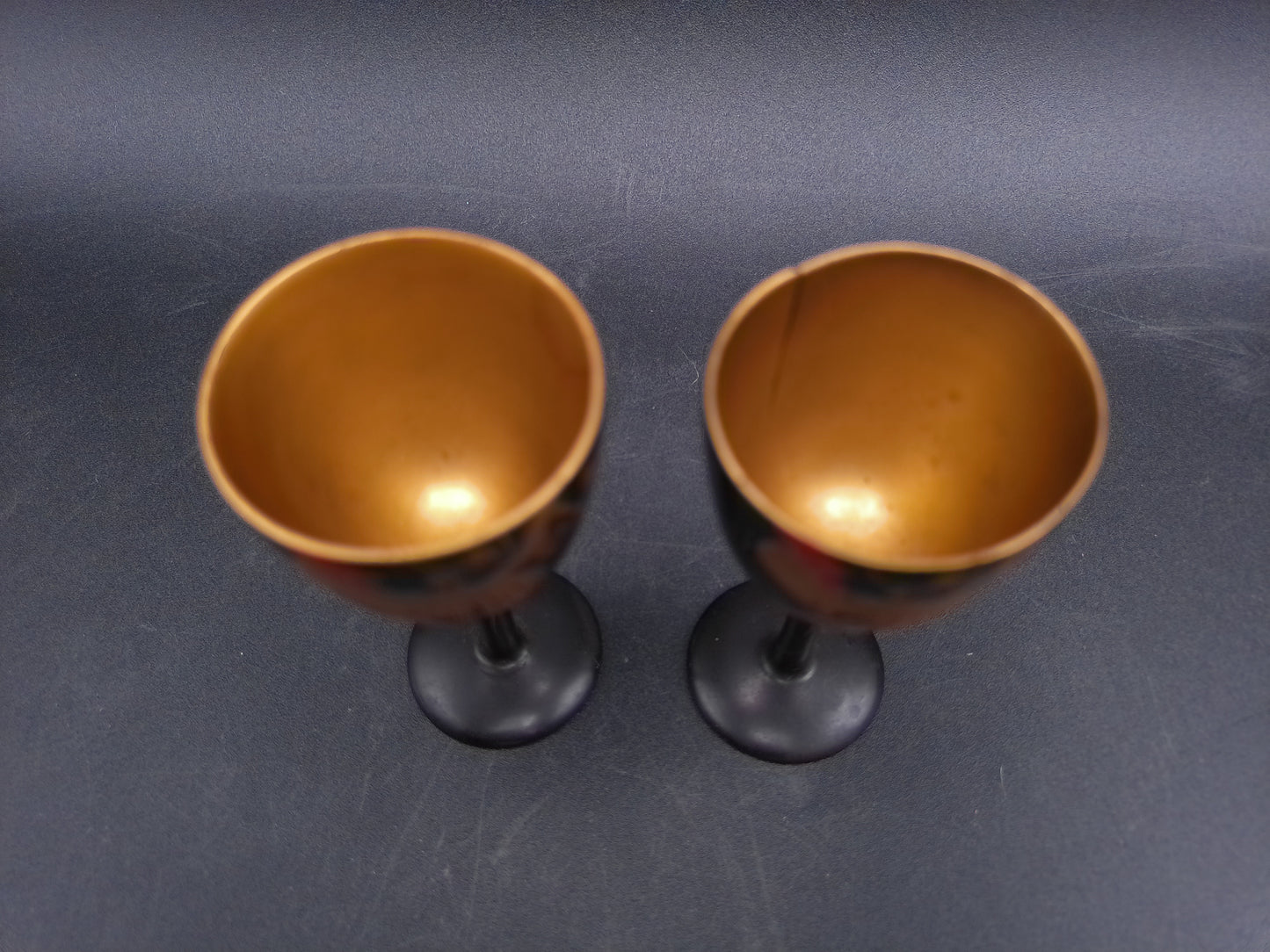 Japanese Gold Leaf Onagadori Rooster Black Lacquer Ware Stemware Golden (24 Kt gilded)