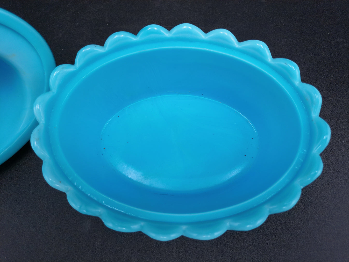Blue Milk Glass Owl Collection Wright Challinor Taylor and Co and Tiffany Case HeartShaped