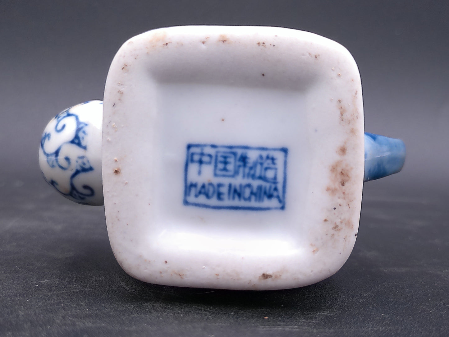 Blue & White Miniature Square Tea Pot with Lid Small and cup Oriental Teapot