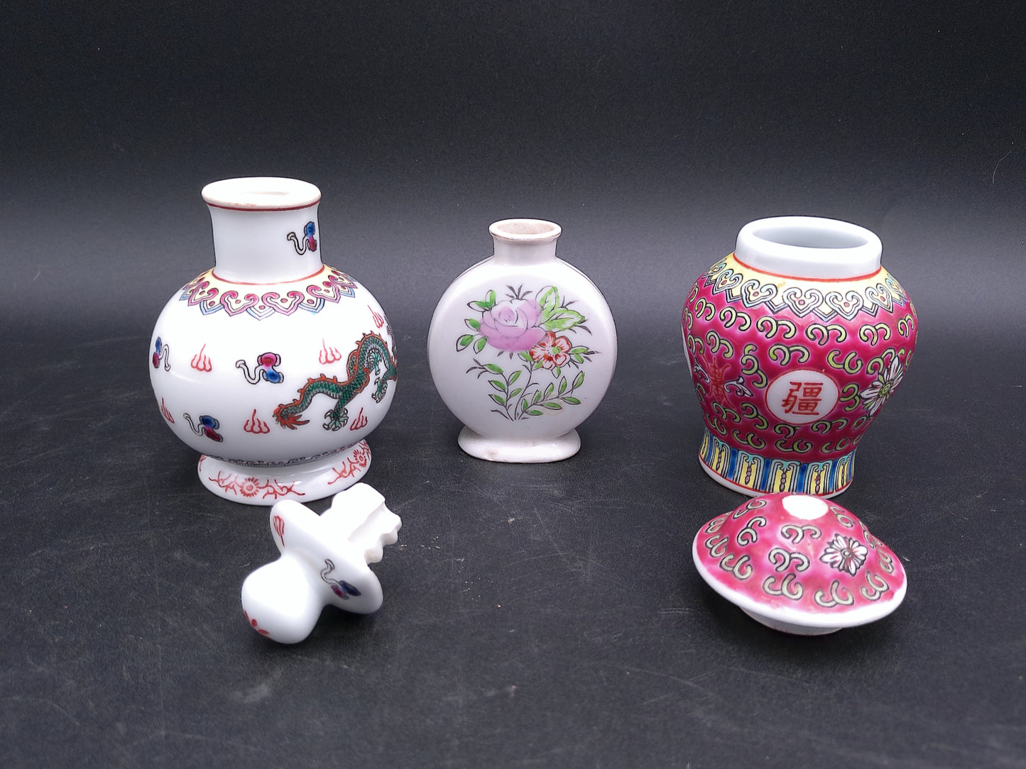 Chinese Dragon Small Perfume Tincture lot of 3 bottles Fishtail Ginger Jar