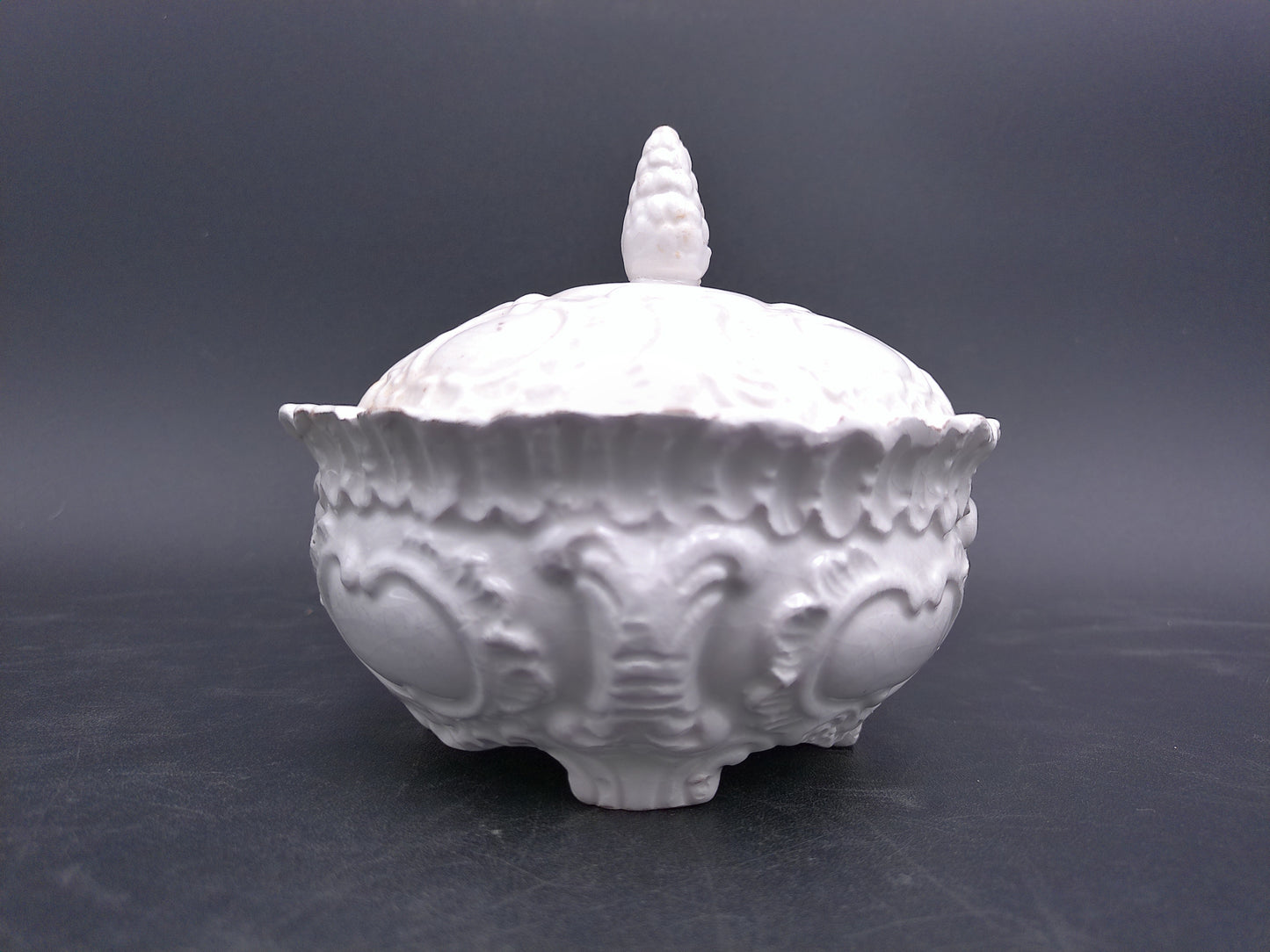 Milk Glass Footed Dish Bowl With Lid Made in Italy No. 375