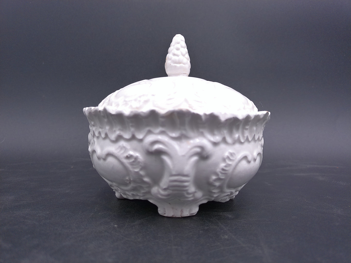Milk Glass Footed Dish Bowl With Lid Made in Italy No. 375