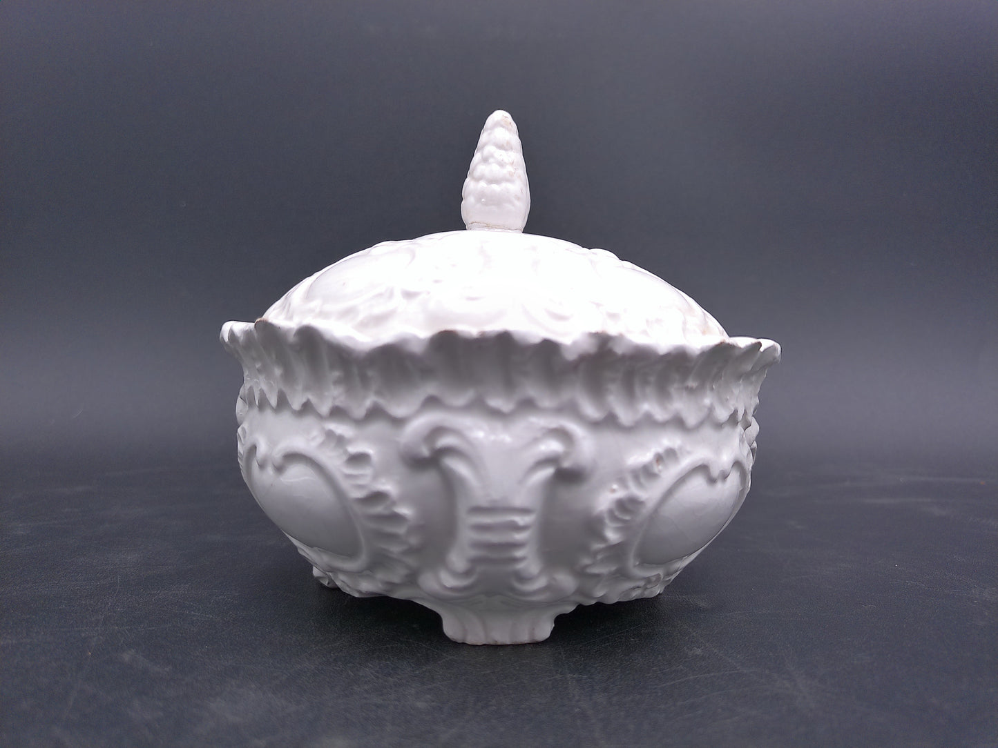 Milk Glass Footed Dish Bowl With Lid Made in Italy No. 375