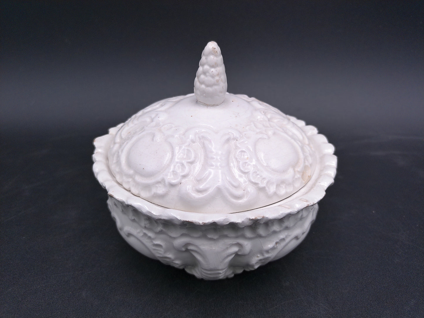 Milk Glass Footed Dish Bowl With Lid Made in Italy No. 375