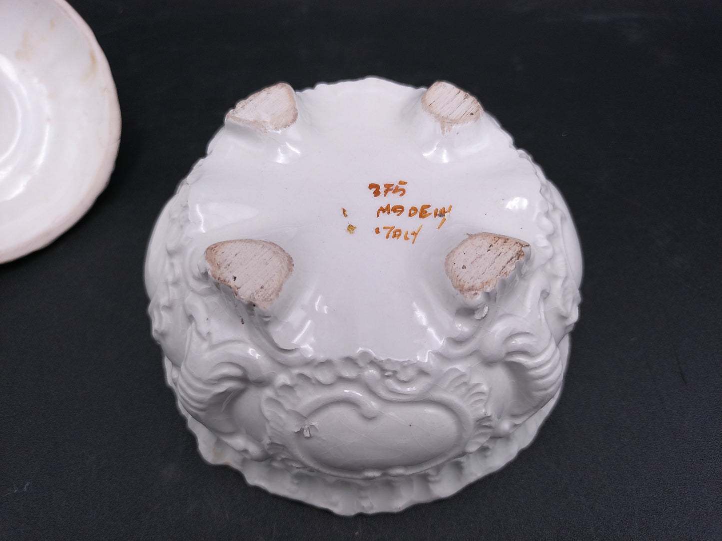 Milk Glass Footed Dish Bowl With Lid Made in Italy No. 375