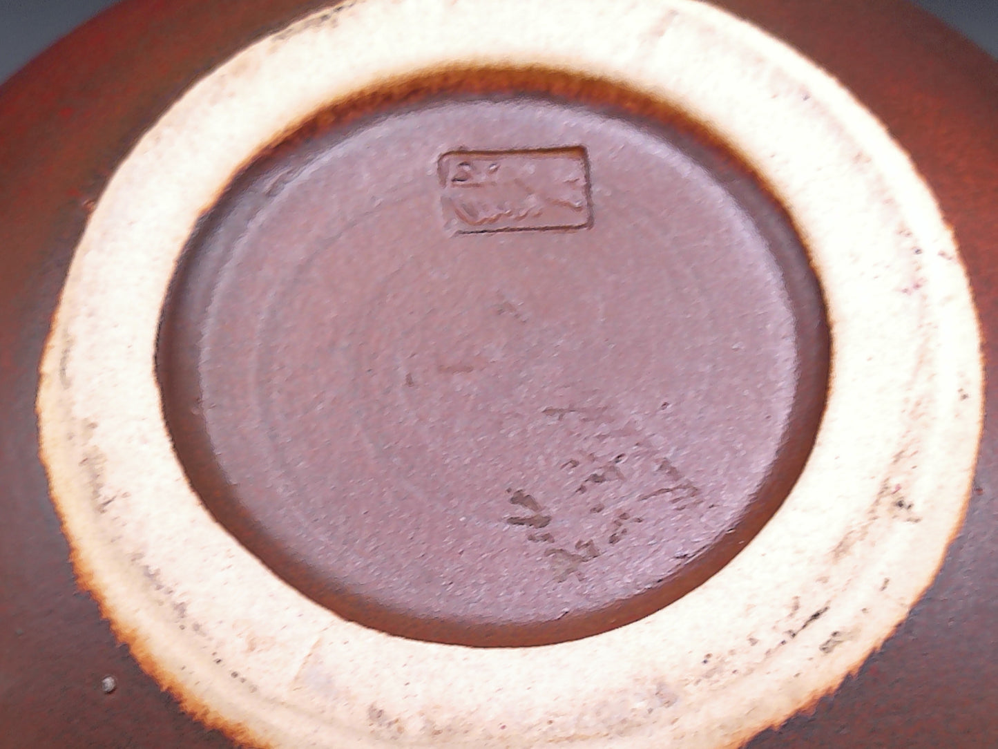 Toyo Japan Mid Century Modern Globe Vase Textured Brown Pottery Artist Signed w/ Label