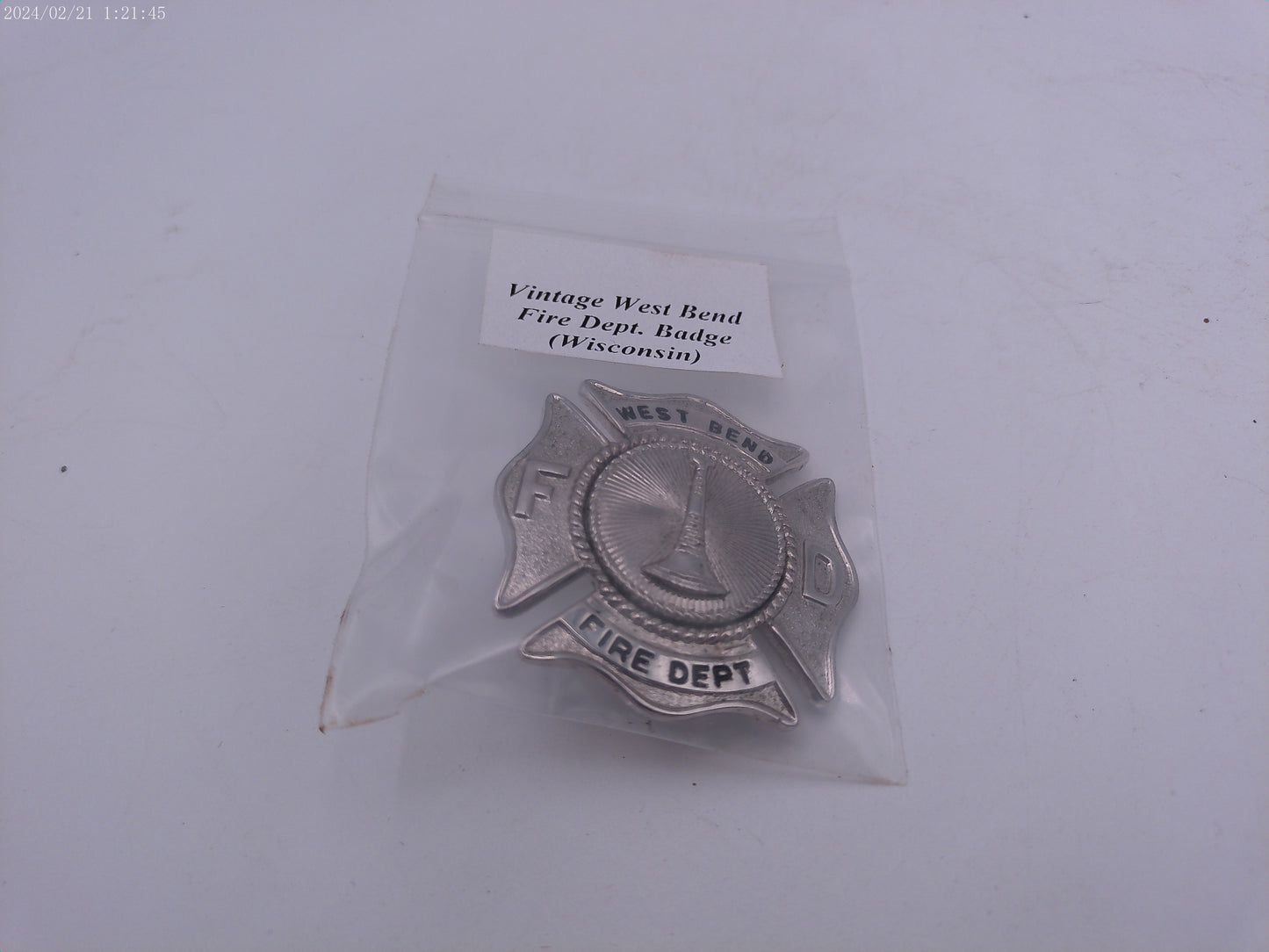 West Bend Fire Dept Badge Vintage