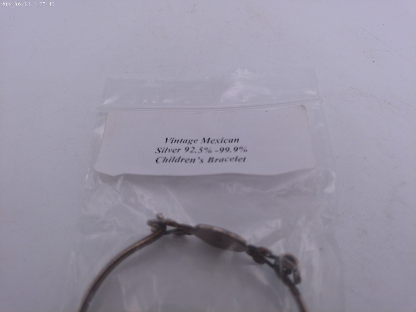 Vintage Mexican Silver Bracelet Child With Stone design