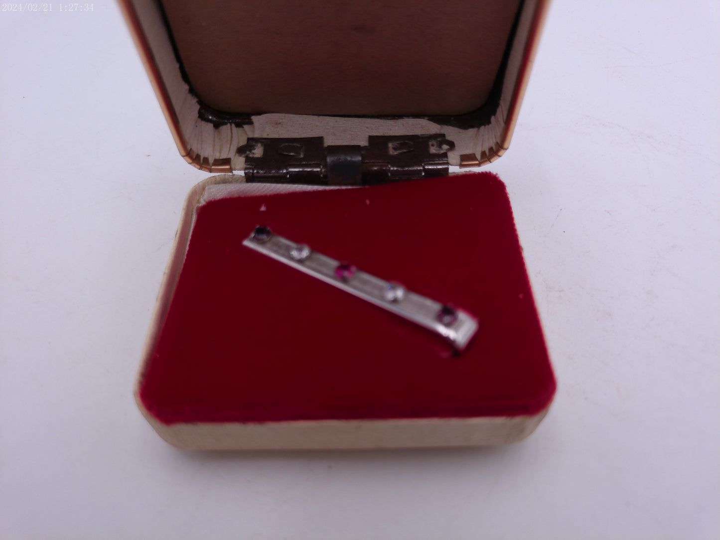 Tie Clip Jewel Mount Sterling Silver Vintage
