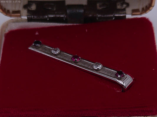 Tie Clip Jewel Mount Sterling Silver  Vintage