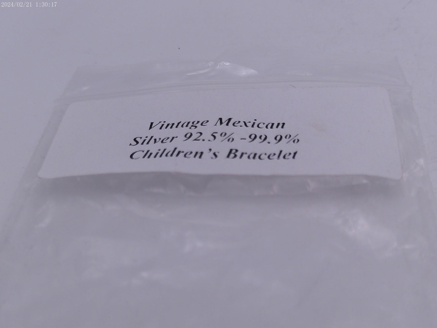 Mexican Silver and blue flower Child Bracelet Vintage