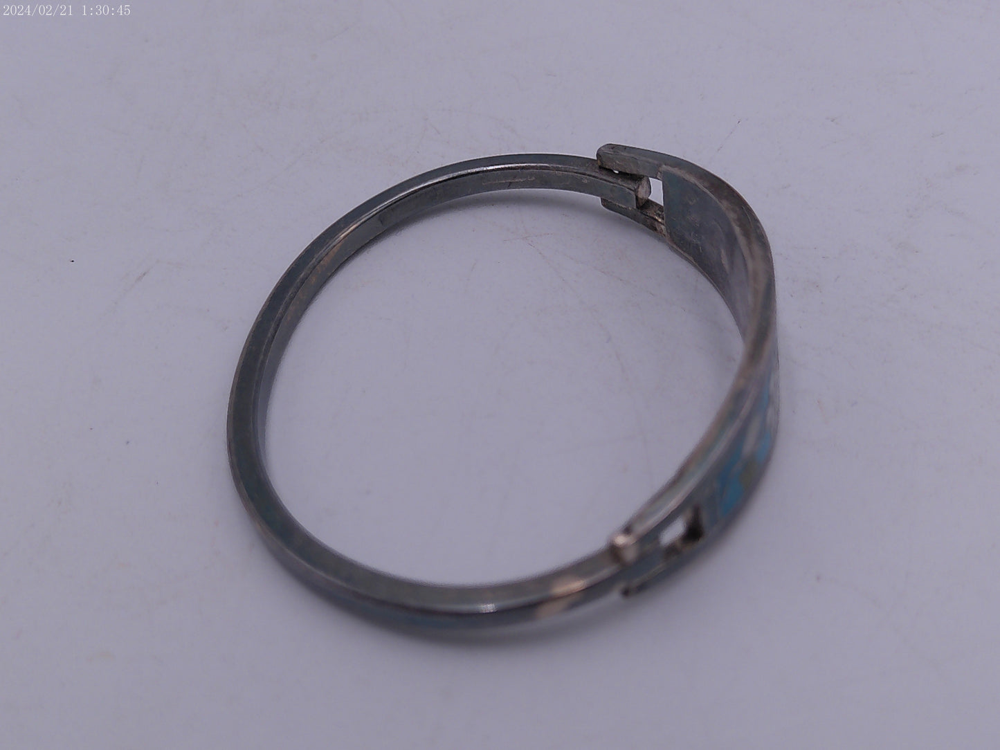 Mexican Silver and blue flower Child Bracelet Vintage