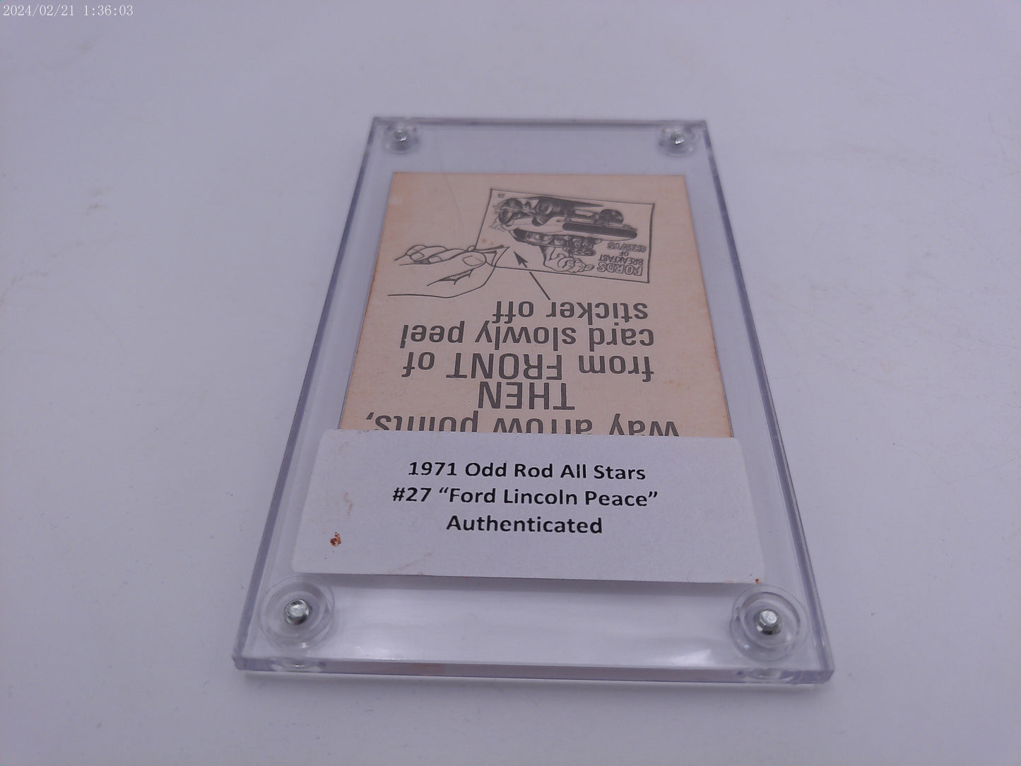 Odd Rods #72 Ford Lincoln Peace Trading Card Authenticated 1971