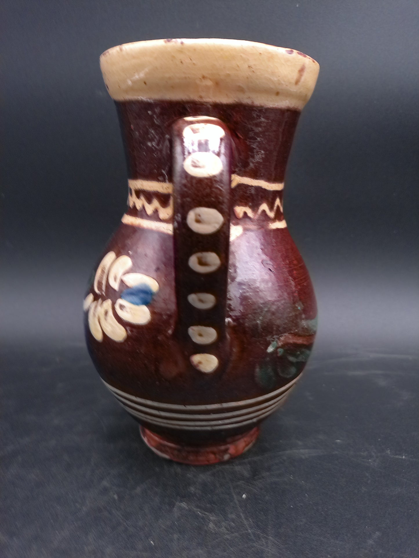 Hand Painted Jug Pitcher Antique tableware Rustic decor Clay