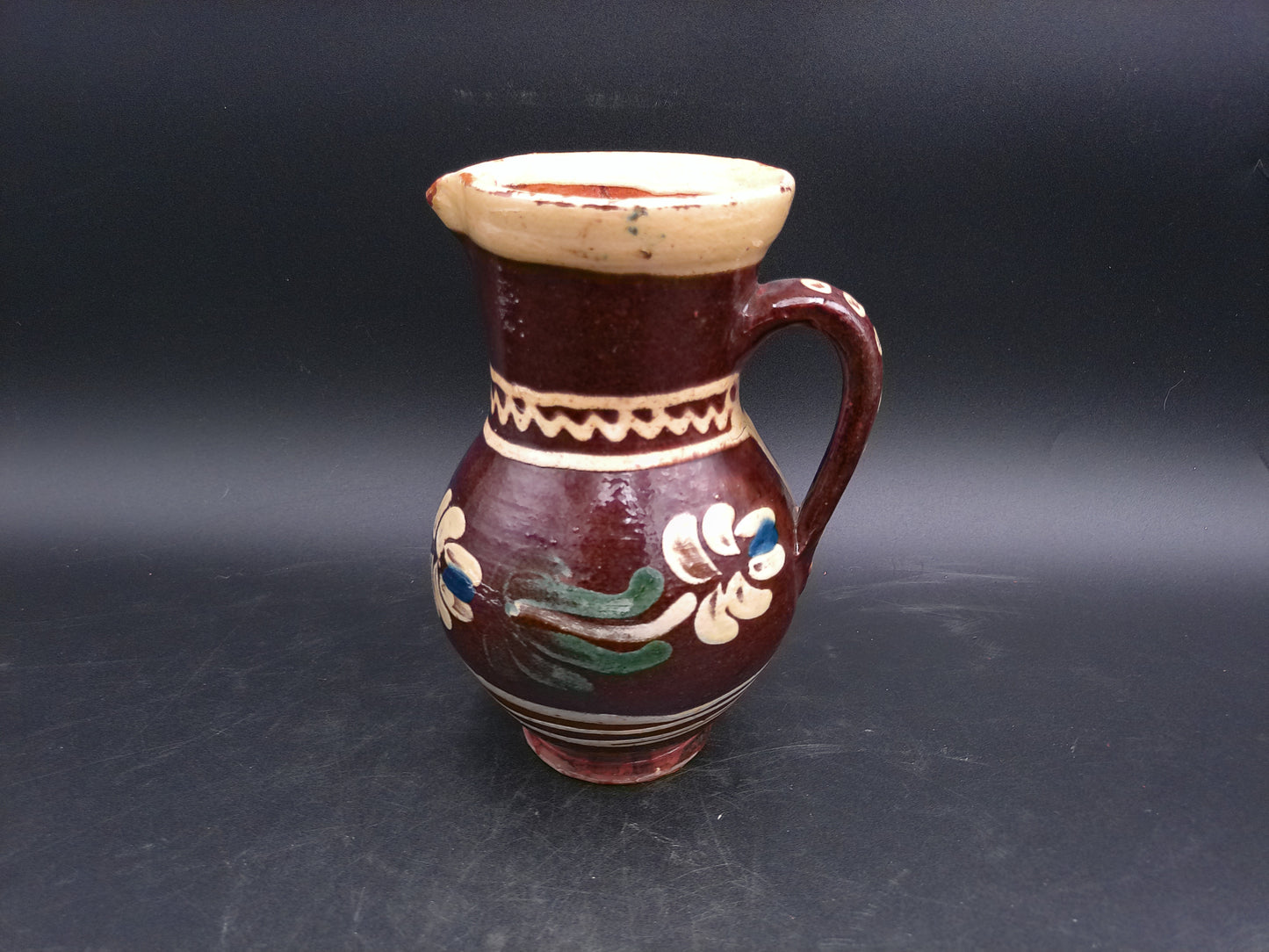 Hand Painted Jug Pitcher Antique tableware Rustic decor Clay