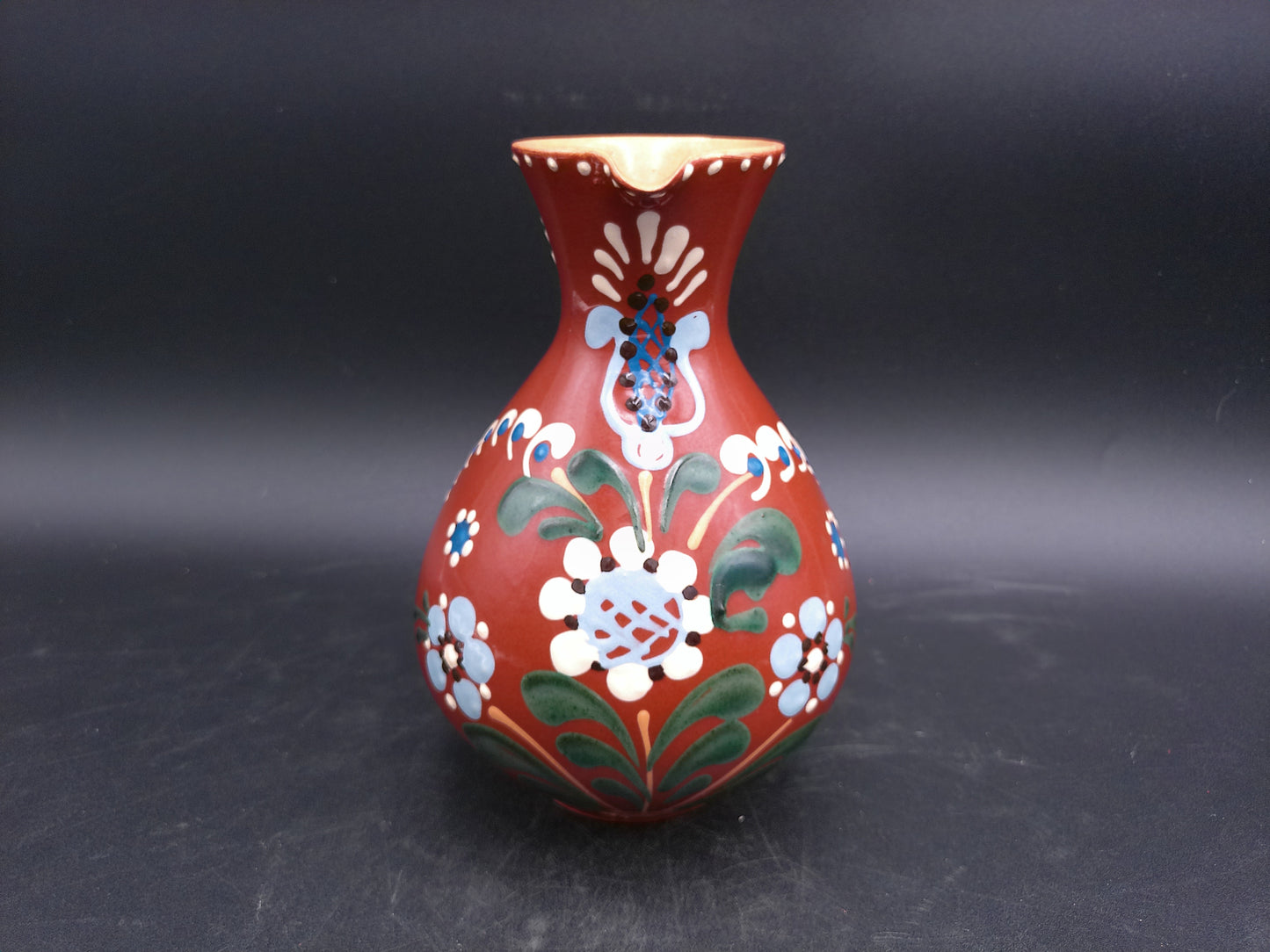 Milk Water Jug Pitcher Hand Made and Hand Painted Brown