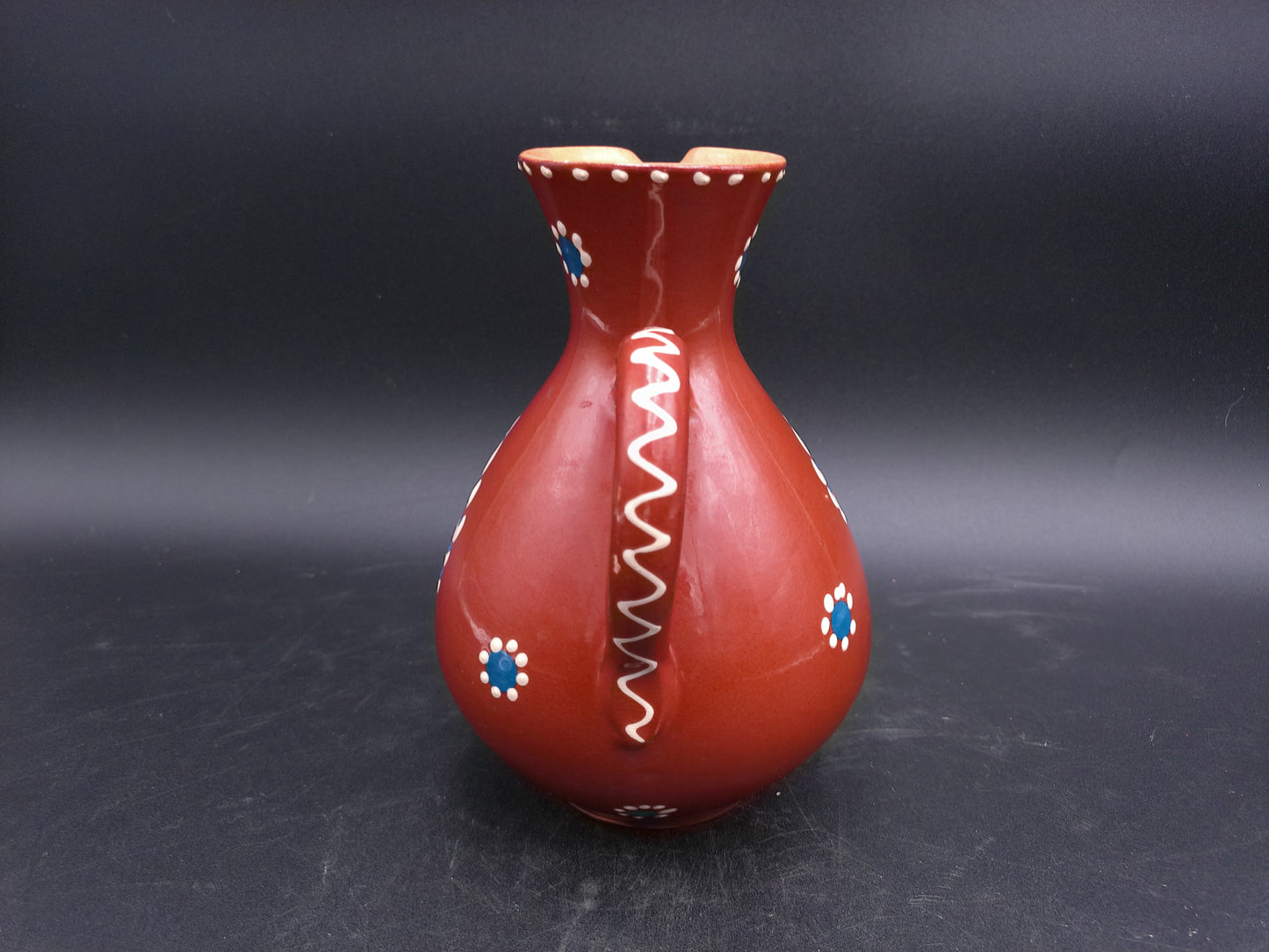 Milk Water Jug Pitcher Hand Made and Hand Painted Brown