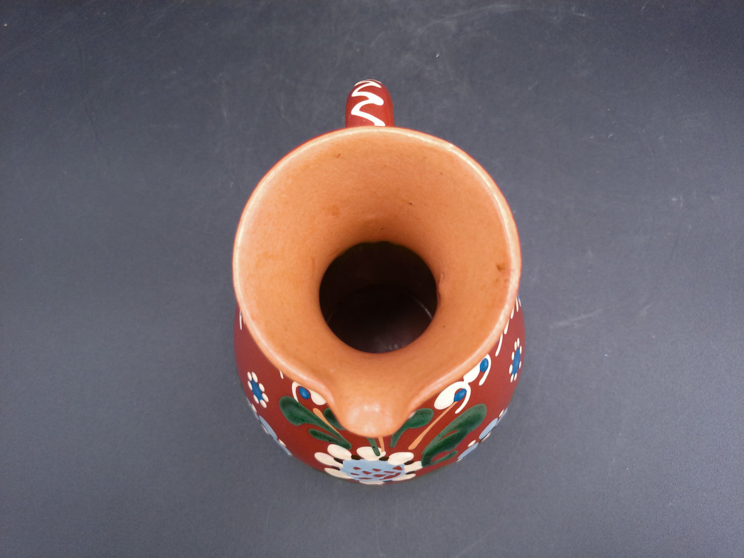 Milk Water Jug Pitcher Hand Made and Hand Painted Brown