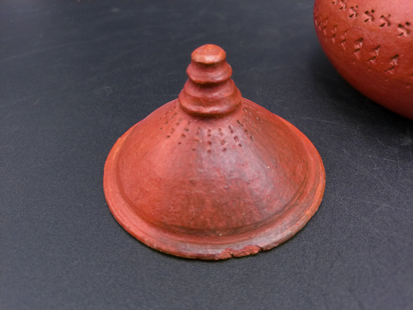 Clay Curd Pot With Lid Unique Design Pattern Antique old Rare